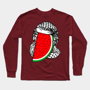 Free Palestine Watermelon Keffiyeh - Wrapped - Front Long Sleeve T-Shirt